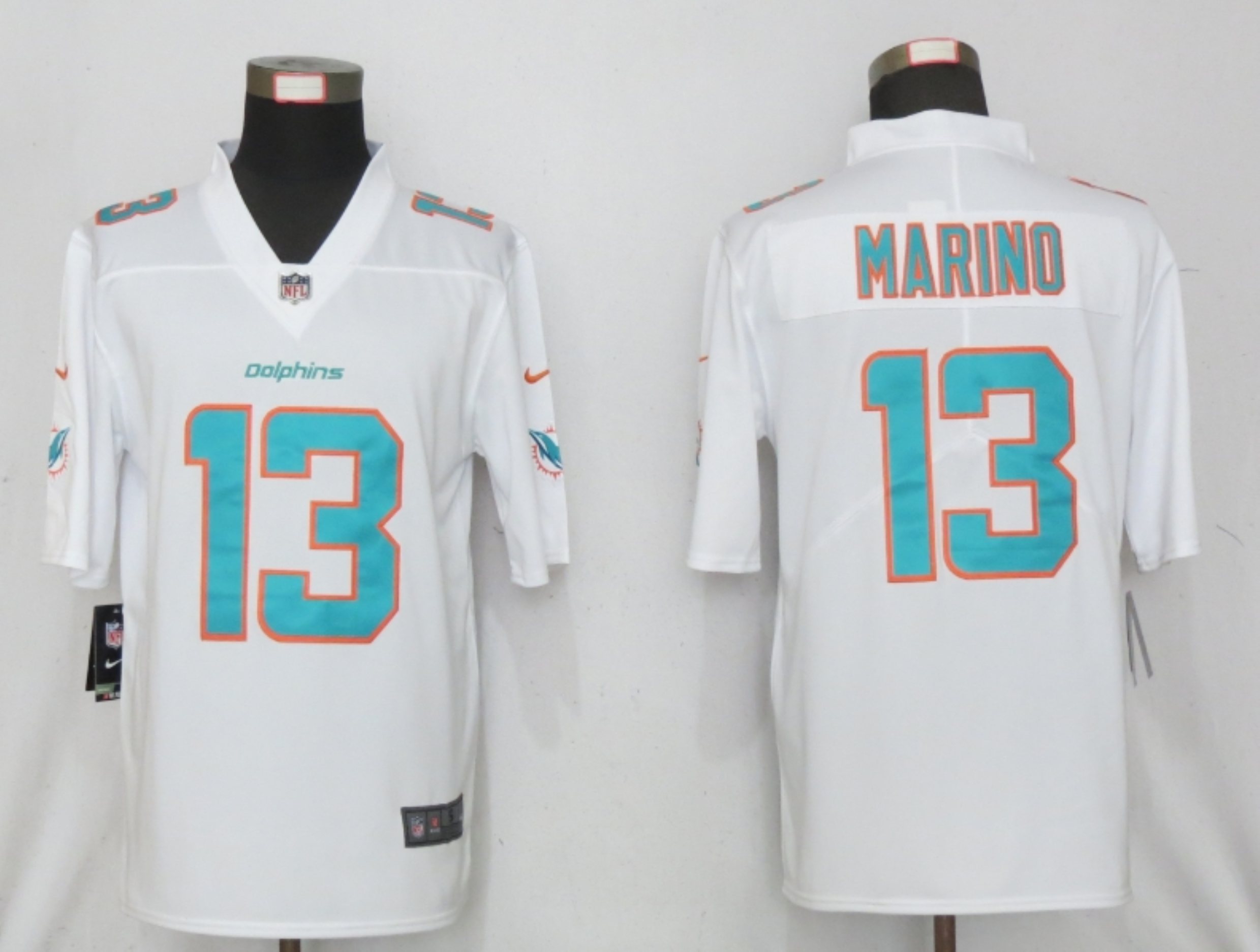 Men New Nike Miami Dolphins #13 Marino White 2020 Vapor Limited Jersey